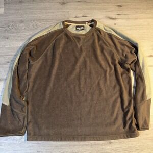 Vintage Horny Toad Fleece Pullover Large Brown Tan Raglan Outdoor Hiking Sweater
